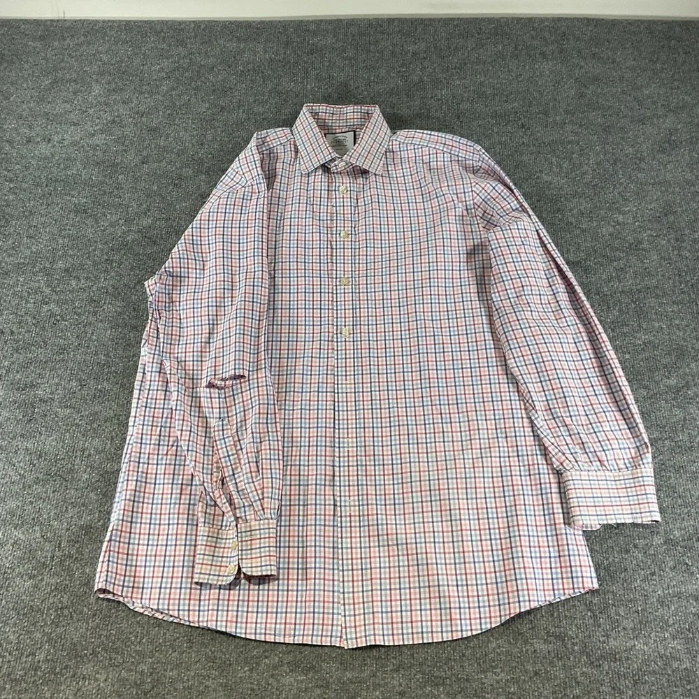 Charles Tyrwhitt Slim Fit Dress Shirt Mens 17/35 Blue Red Check Non Iron LS